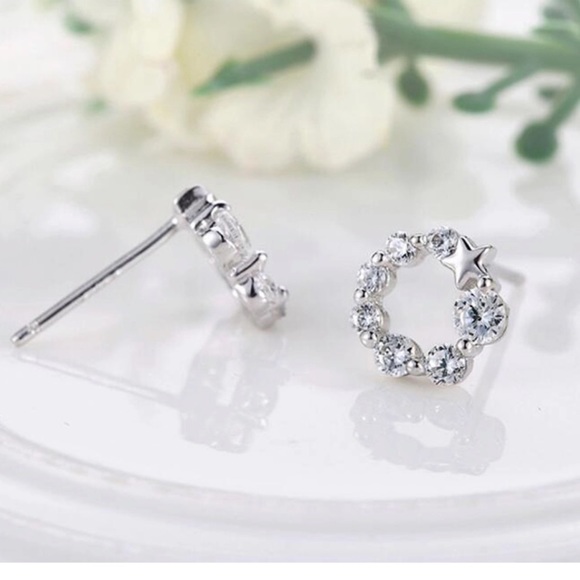 Sterling Silver CZ Stud Earrings - Picture 5 of 6